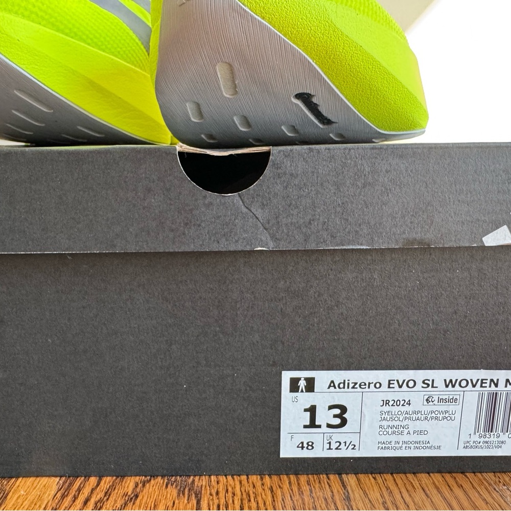 Adidas Evo SL Woven Neon Yellow Running Shoes - Picture 4 of 4